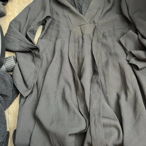 Aakaa black bat wing tie wrap dress size small - Picture 5 of 9